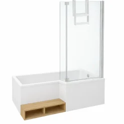 Pack baignoire bain douche 160 x 90 JACOB DELAFON Neo version droite + pare bain chromé + tablier de baignoire en angle