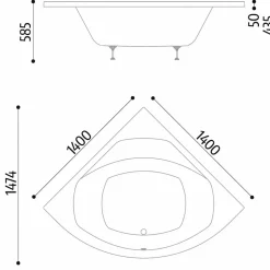 Pack baignoire d'angle 140x140 POP avec tablier