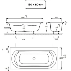 Pack baignoire droite 170 x 75 JACOB DELAFON Elise + tablier niche + pommeau et mitigeur bain noir mat Aimé + vidage