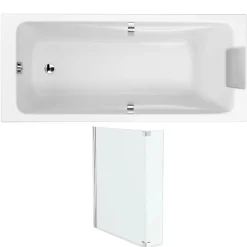 Pack baignoire droite 180 X 90 JACOB DELAFON Odéon up + pare bain 2 volets chromé
