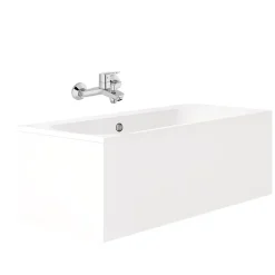 Pack baignoire droite 180 x 80 JACOB DELAFON Elise + mitigeur bain douche chromé + vidage