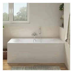 Pack baignoire droite 180 x 80 JACOB DELAFON Elise + mitigeur bain douche chromé + vidage