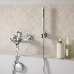 Pack baignoire droite 180 x 80 JACOB DELAFON Elise + mitigeur bain douche chromé + vidage