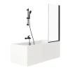 Pack baignoire droite 180 x 80 JACOB DELAFON Elise + pack pommeau et mitigeur bain douche noir mat + pare bain noir mat + vidage