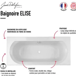 Pack baignoire droite 170 x 75 JACOB DELAFON Elise + tablier en angle + vidage