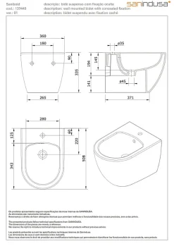 Pack Bidet suspendu céramique fixations invisibles+Bâti support SANINDUSA Sanibold 50 blanc (bidet + Bâti support)