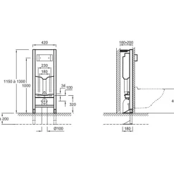 Pack bâti support WC autoportant JACOB DELAFON 3/6L + plaque