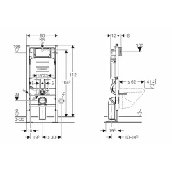 Pack complet WC Geberit UP320 + Cuvette ONE TurboFlush + Plaque Chromé Brillant