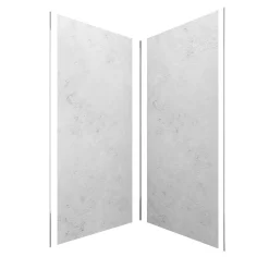 Pack de 2 panneaux muraux de salle de bains, gris effet pierre avec profilés chromés, l.90+90 x H.210 x P.0,3 cm, Galedo Homestone