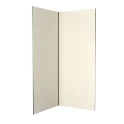 Pack de 2 panneaux muraux de salle de bains, ivoire avec profilés noirs, l.90+90 x H.210 x P.0,3 cm, Galedo Alucolors