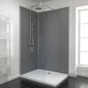 Pack de 2 panneaux muraux de salle de bains, gris foncé avec profilés chromés, l.120+90 x H.210 x P.0,3 cm, Galedo Alucolors