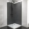 Pack de 2 panneaux muraux de salle de bains, gris foncé effet ardoise avec profilés noirs, l.90+90 x H.210 x P.0,3 cm, Galedo Homestone