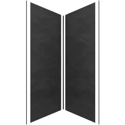 Pack de 2 panneaux muraux de salle de bains, gris foncé effet ardoise avec profilés noirs, l.90+90 x H.210 x P.0,3 cm, Galedo Homestone