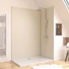 Pack de 2 panneaux muraux de salle de bains, ivoire avec profilés chromés, l.120+90 x H.210 x P.0,3 cm, Galedo Alucolors
