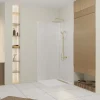 Pack de 2 panneaux muraux de salle de bains, blanc effet pierre avec profilés dorés, l.90+90 x H.210 x P.0,3 cm, Galedo Homestone