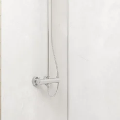 Pack de 2 panneaux muraux de salle de bains, blanc effet pierre avec profilés chromés, l.90+90 x H.210 x P.0,3 cm, Galedo Homestone