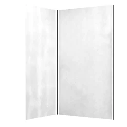 Pack de 2 panneaux muraux de salle de bains, blanc effet pierre avec profilés noirs, l.120+90 x H.210 x P.0,3 cm, Galedo Homestone