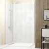 Pack de 2 panneaux muraux de salle de bains, blanc effet pierre avec profilés chromés, l.120+90 x H.210 x P.0,3 cm, Galedo Homestone