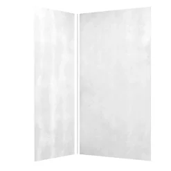 Pack de 2 panneaux muraux de salle de bains, blanc effet pierre avec profilés chromés, l.120+90 x H.210 x P.0,3 cm, Galedo Homestone