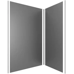 Pack de 2 panneaux muraux de salle de bains, gris foncé avec profilés noirs, l.120+90 x H.210 x P.0,3 cm, Galedo Alucolors