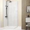 Pack de 2 panneaux muraux de salle de bains, blanc effet pierre avec profilés noirs, l.90+90 x H.210 x P.0,3 cm, Galedo Homestone