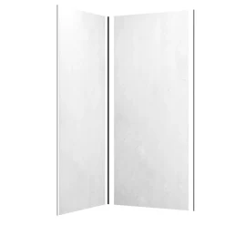 Pack de 2 panneaux muraux de salle de bains, blanc effet pierre avec profilés noirs, l.90+90 x H.210 x P.0,3 cm, Galedo Homestone
