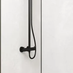 Pack de 2 panneaux muraux de salle de bains, blanc effet pierre avec profilés noirs, l.90+90 x H.210 x P.0,3 cm, Galedo Homestone