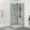 Pack de 2 panneaux muraux de salle de bains, vert effet pierre avec profilés noirs, l.90+90 x H.210 x P.0,3 cm, Galedo Homestone