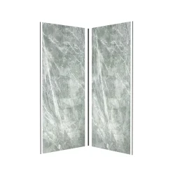 Pack de 2 panneaux muraux de salle de bains, vert effet pierre avec profilés noirs, l.90+90 x H.210 x P.0,3 cm, Galedo Homestone