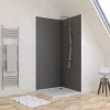 Pack de 2 panneaux muraux de salle de bains, gris foncé avec profilés noirs, l.90+90 x H.210 x P.0,3 cm, Galedo Alucolors