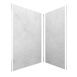 Pack de 2 panneaux muraux de salle de bains, gris effet pierre avec profilés chromés, l.120+90 x H.210 x P.0,3 cm, Galedo Homestone