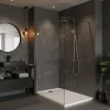 Pack Douche Complet : Paroi Walk-In 120x200 Chrome + Colonne SAT 3 Jets + Receveur Marbre Coulé Blanc 120x80 (SAT120C7PR128W)
