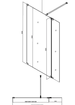 Pack Douche Complet : Paroi Walk-In 120x200 Chrome + Colonne SAT 3 Jets + Receveur Marbre Coulé Blanc 120x80 (SAT120C7PR128W)