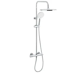 Pack Douche Complet avec Paroi Walk-In 100x200 Chrome + Colonne SAT 3 Jets + Receveur Marbre Coulé Blanc 120x80 (SAT100C7PR128W)