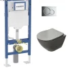 Pack Geberit UP320 + Cuvette sans bride KELOS Flush Gris Clair + Plaque Sigma Chromé Brillant