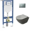 Pack Geberit UP320 + Cuvette sans bride KELOS Flush Gris Clair + Plaque Sigma Chromé Mat