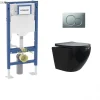 Pack Geberit UP320 + Cuvette sans bride KELOS Noir Flush Mat + Plaque Sigma Chromé Mat