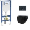 Pack Geberit UP320 + Cuvette sans bride KELOS Noir Flush Mat + Plaque Sigma Noir