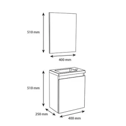 Pack lave mains avec miroir Porto Chêne hamilton - Marque allibert