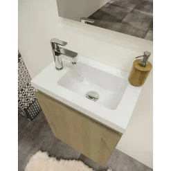 Pack lave mains avec miroir Porto Chêne hamilton - Marque allibert