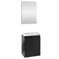 Pack lave mains avec miroir Porto Noir brillant - Marque allibert