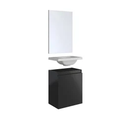 Pack lave mains avec miroir Porto Noir brillant - Marque allibert