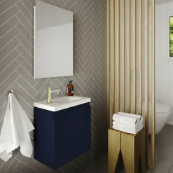 Pack lave mains avec miroir Porto Bleu nuit - Marque allibert