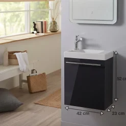 Pack lave-mains Gris anthracite - Robinetterie Eau froide à gauche - L.42.5 X H.52.5 cm - Hamac 2