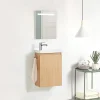 Pack Meuble Lave-main prémonté bois-Vasque blanche-Robinet chromé- Crochet chromé - bain-bain