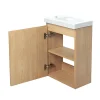 Pack Meuble Lave-main prémonté bois-Vasque blanche-Robinet noir - bain-bain