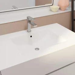 Pack Meuble Salle de Bains 80 cm Laqué Blanc, 3 tiroirs avec Vasque Céramique - XENOS