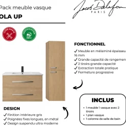 Pack meuble vasque 100 cm JACOB DELAFON Ola up chêne + colonne