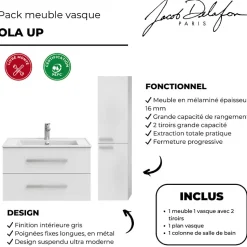 Pack meuble vasque 80 cm JACOB DELAFON Ola up blanc + colonne