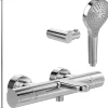 Pack mitigeur baignoire thermostatique VILLEROY ET BOCH Universal Taps & Fittings rond Chrome avec ensemble